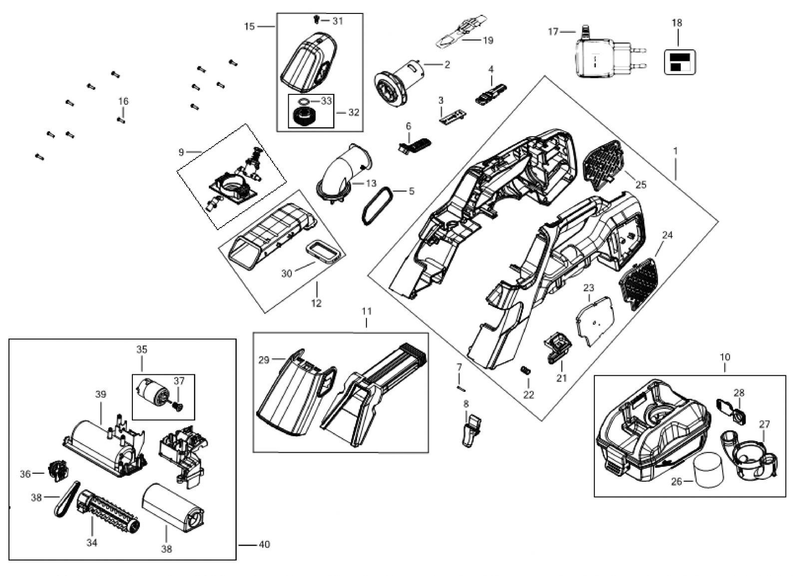 Black Decker Bhsb320jp Type H1 Spillbuster Spare Parts